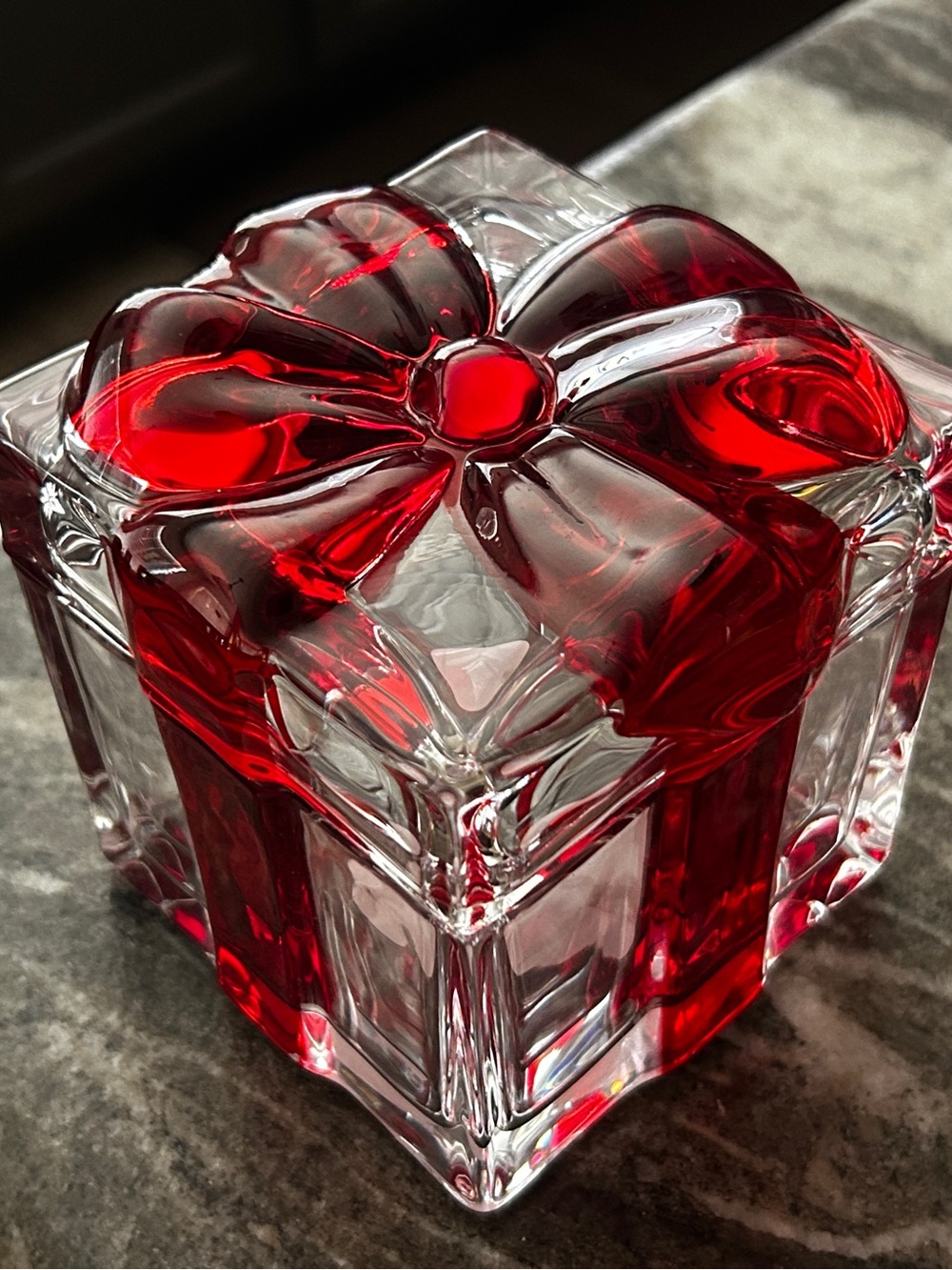 Red Bow Glass Trinket/Candy Box